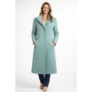 J.Crew Double Cloth Wool Blend Trench‎ Coat Size 2 Aqua Teal Heavy Jacket